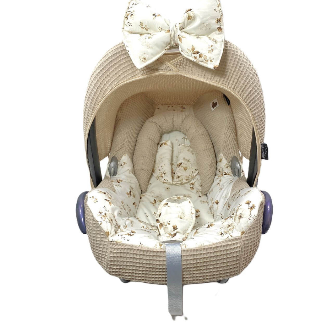 Maxi Cosi hoes Cabrio Flowers zand wafel naturel bloemen